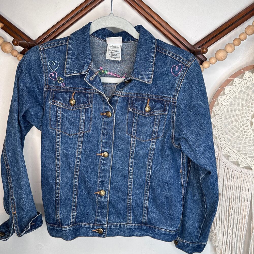 Vintage Disney Princess Embroidered Belle Cinderella Aurora Denim Jean Jacket